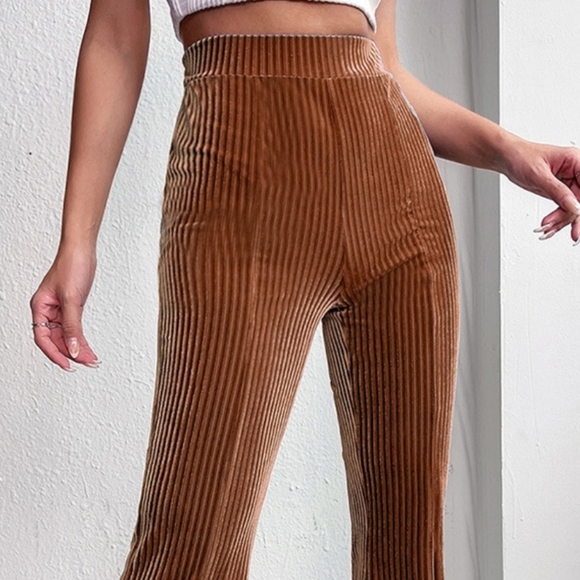 Toasted Toffee Ribbed Bootcut Pants - Picture 3 of 10